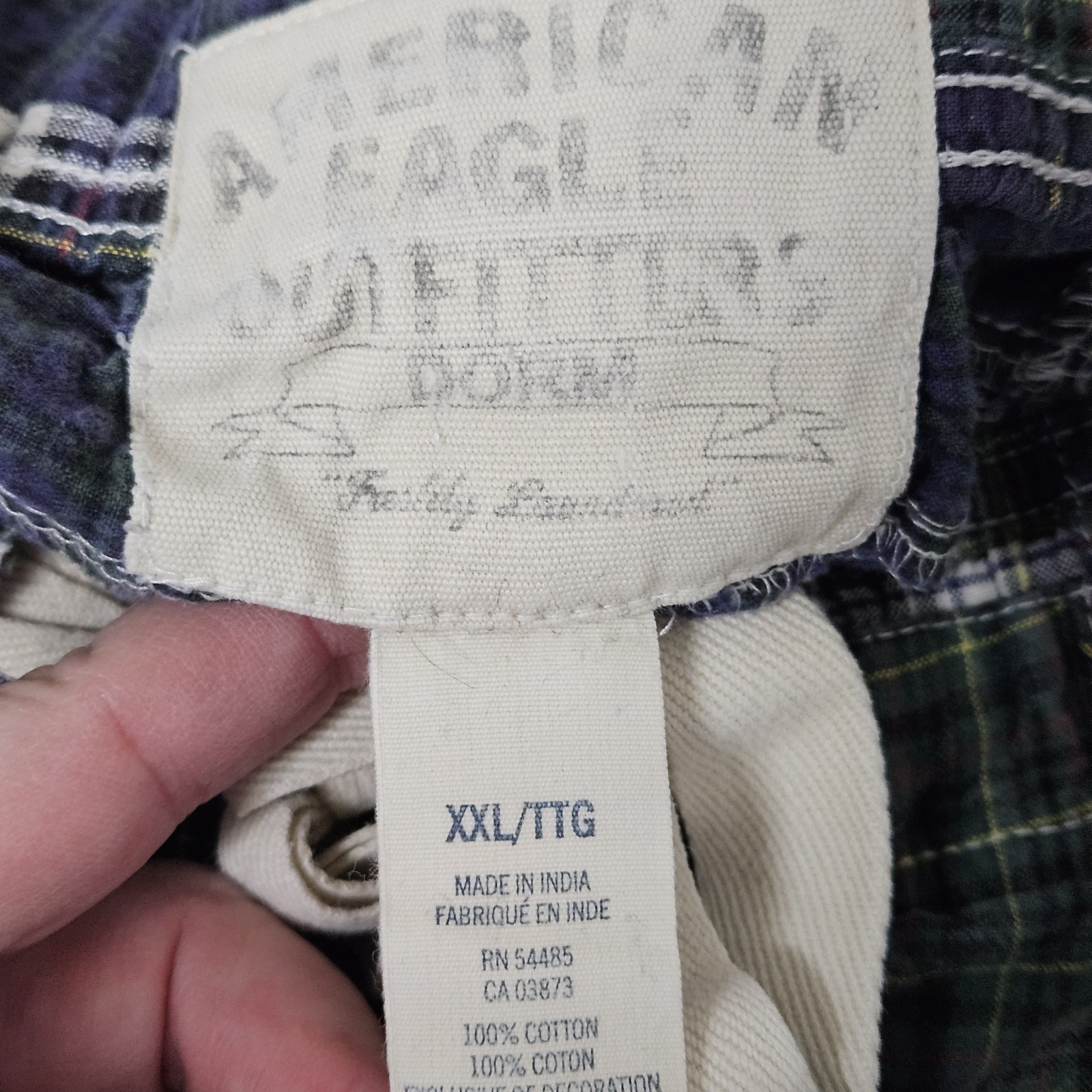 Y2K American Eagle Plaid Patchwork Dorm Pants Dra… - image 2