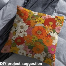 Homewish Colorful Flowers Fabric By The Yard 70S Groovy Daisy Vintage Floral