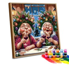 Christmas Old Ladies Paint by Numbers Kit for Adults-Color by Numbers Beginne...
