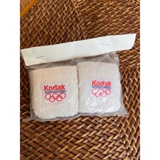 Vintage Kodak 1988 Olympic Games Wristband Set White Terry Cloth