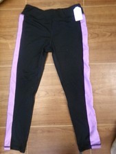 Dance Leggings Large Child Black Purple Stripe Athletic Works Gymnastics