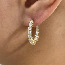 2.6ct TCW Hoop Earrings Yellow Gold 14K Lab-Grown Diamond F/VS GGL
