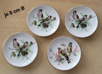 4 Zierteller Stieglitz / Buchfink Porzellan mit Goldrand Sammelteller 1A Zustand
