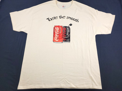 Coca Cola Vanilla Taste The Smooth Cream Color T-Shirt Men's XL Hanes Authentic