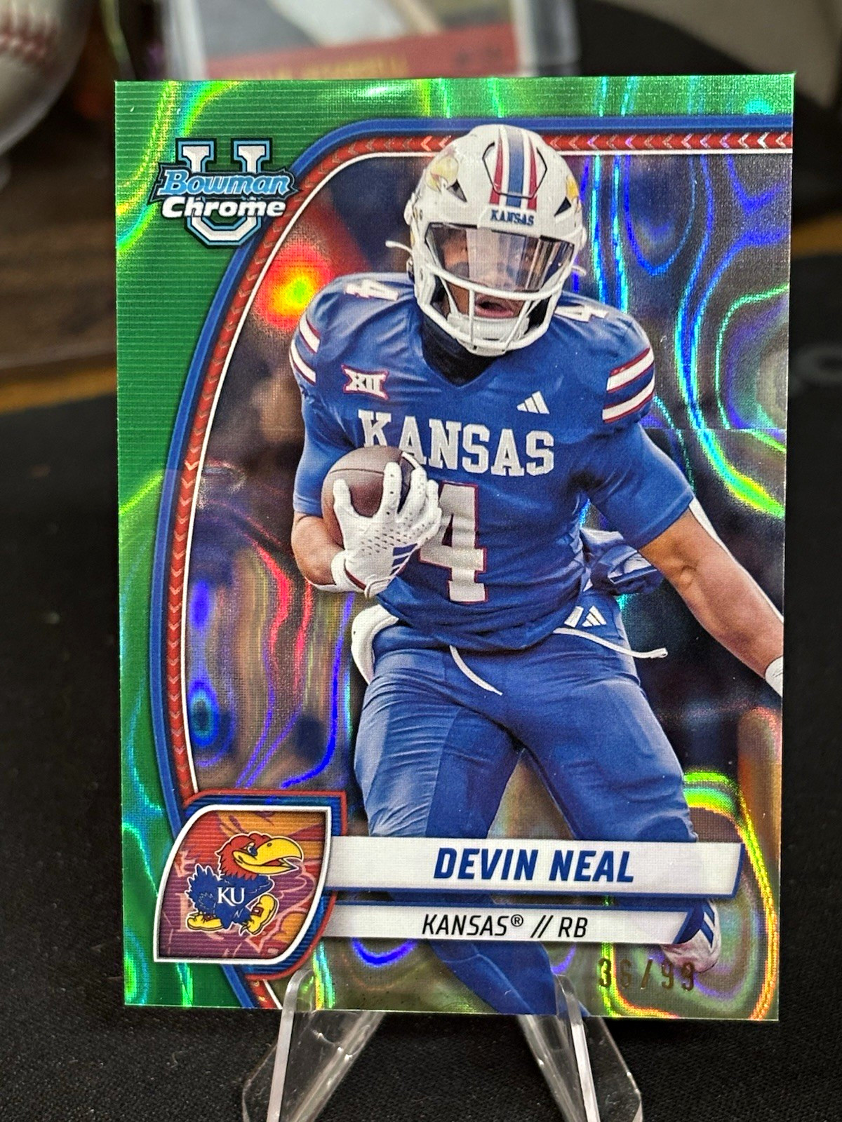 Topps 2024 Bowman University Chrome Devin Neal Auto Green Refractor /99 #PA-DNE