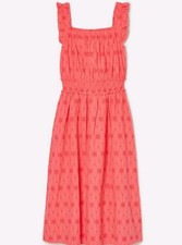 Womens J0ules Sleeveless Nadia Cotton Broderie Sun Dress Coral Pink (Size 8)