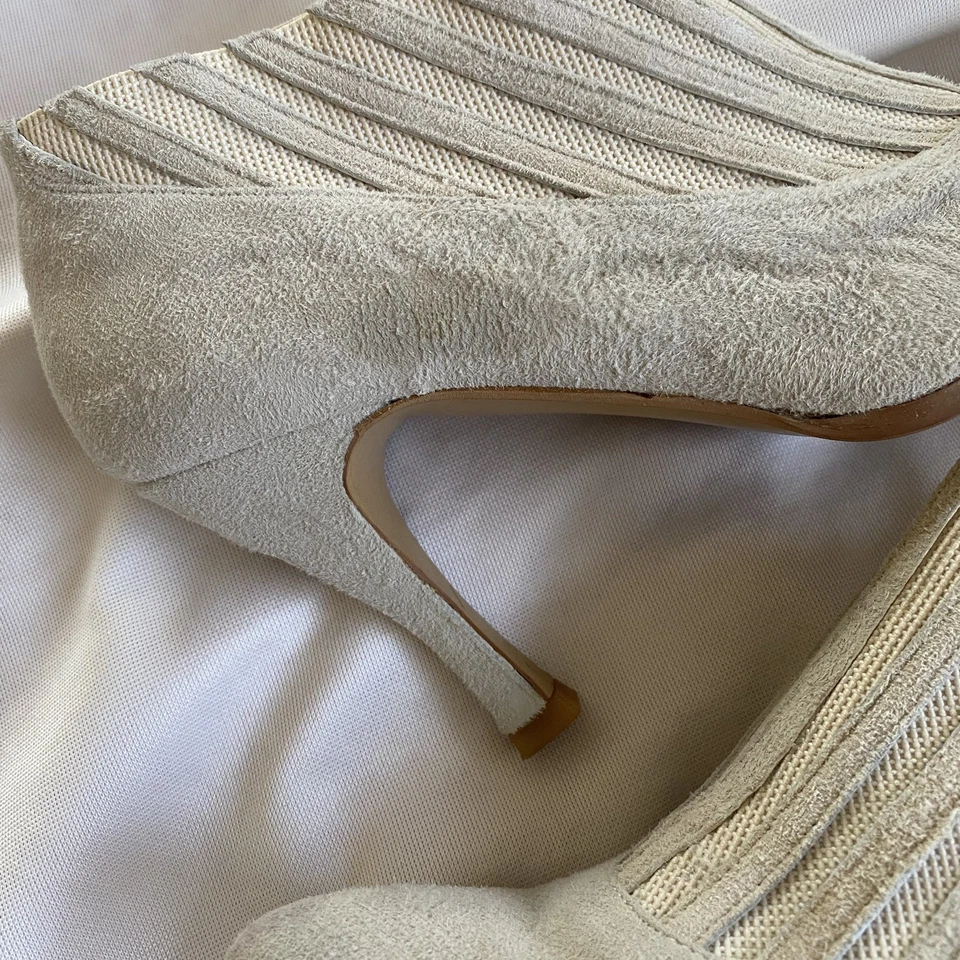 Botas Botines Vintage Y2K Gamuza Hueso Nueve Oeste España Cuero Nubuck Talla 5.5 B Foto 3 de 4