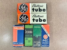 Lot of 6 Vintage Vacuum Tubes GE Sylvania Tung-Sol Untested Radio TV Electronics