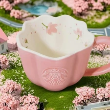 Starbucks 10oz Pink Sakura Mug – Girls’ Spring Bloom Print, Ins-Worthy Style
