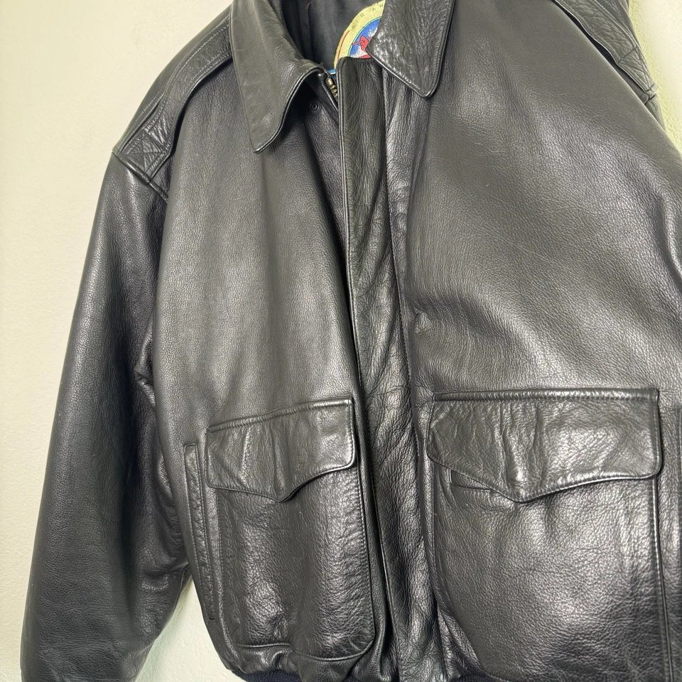 Chaqueta de cuero para hombre Nike Rock-it Cargo Flight talla M negra bombardero vintage Foto 2 de 4