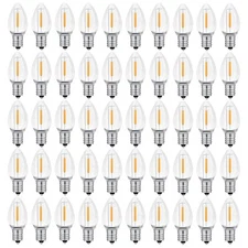 50 Pack C7 Clear Led Replacement Christmas Light Bulb, C7 E12 Base 120V Water...