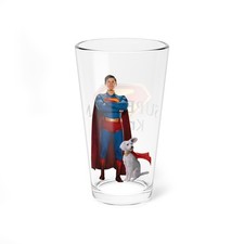 Superman Krypto 2025 Mixing Glass, 16oz, Classic Movie Fan Gift, Drinkware