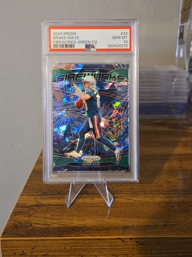 Drake Maye [Green Ice] #22 2024 Panini Prizm Fireworks card