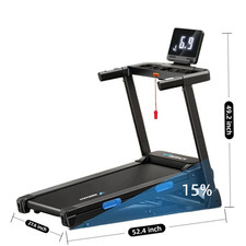 MERACH T12 Foldable Treadmill Auto Incline 15%, 0.8-12 km H Walking Pad App 2