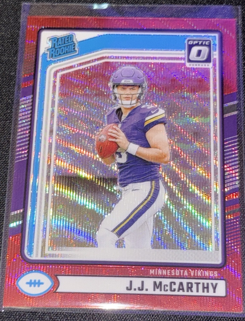 2024 Donruss Football J.J. McCarthy Optic Preview Red Wave Rated Rookie RC #303