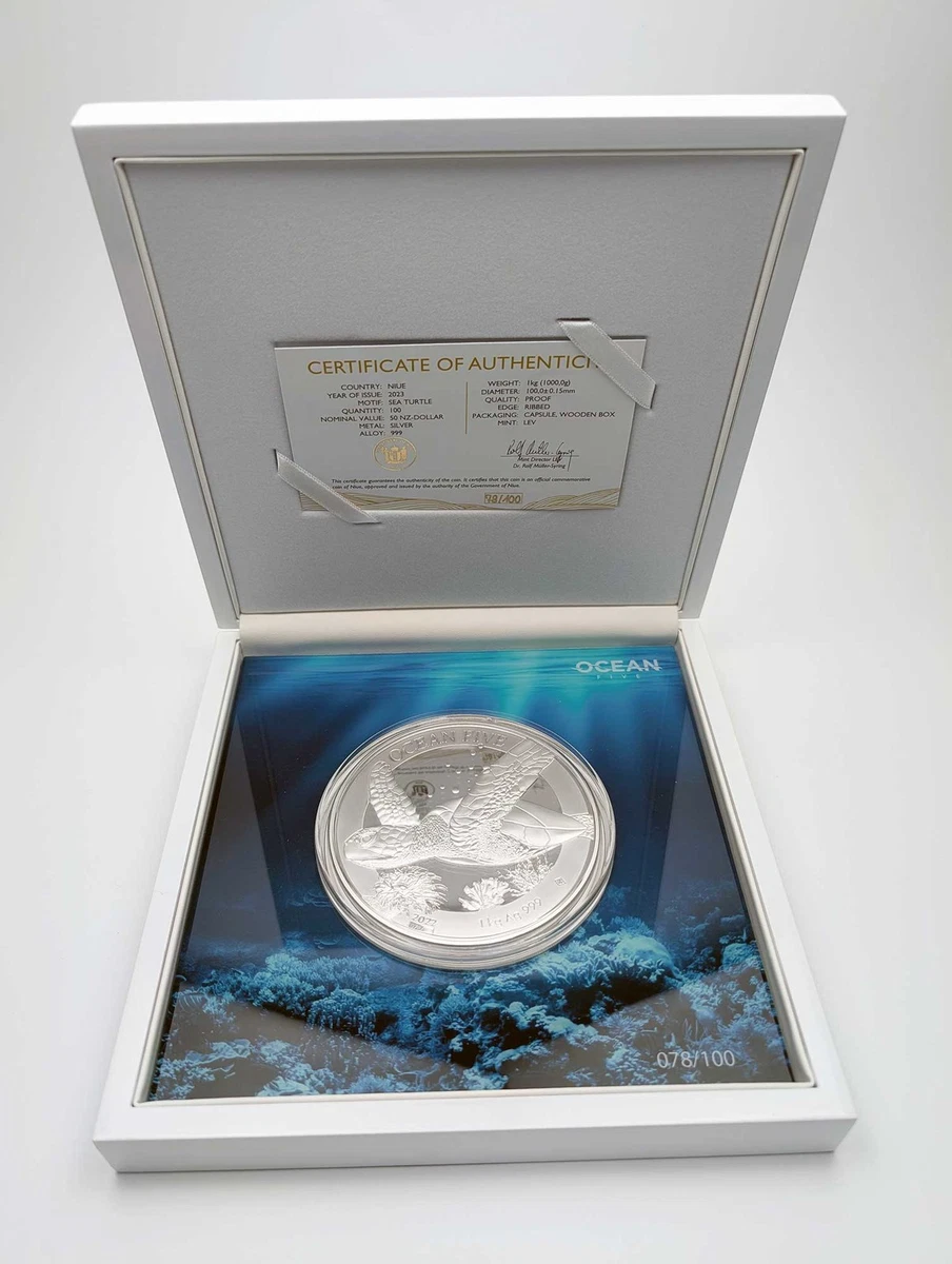 1 Kilo Silber Münze Ocean Five 2022 PP - Schildkröte - Auflage: 100!