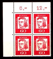 BUND bed. Deutsche (y)   60  Pf. **, Mi. 357 - Eckrand-Vierer o.l.