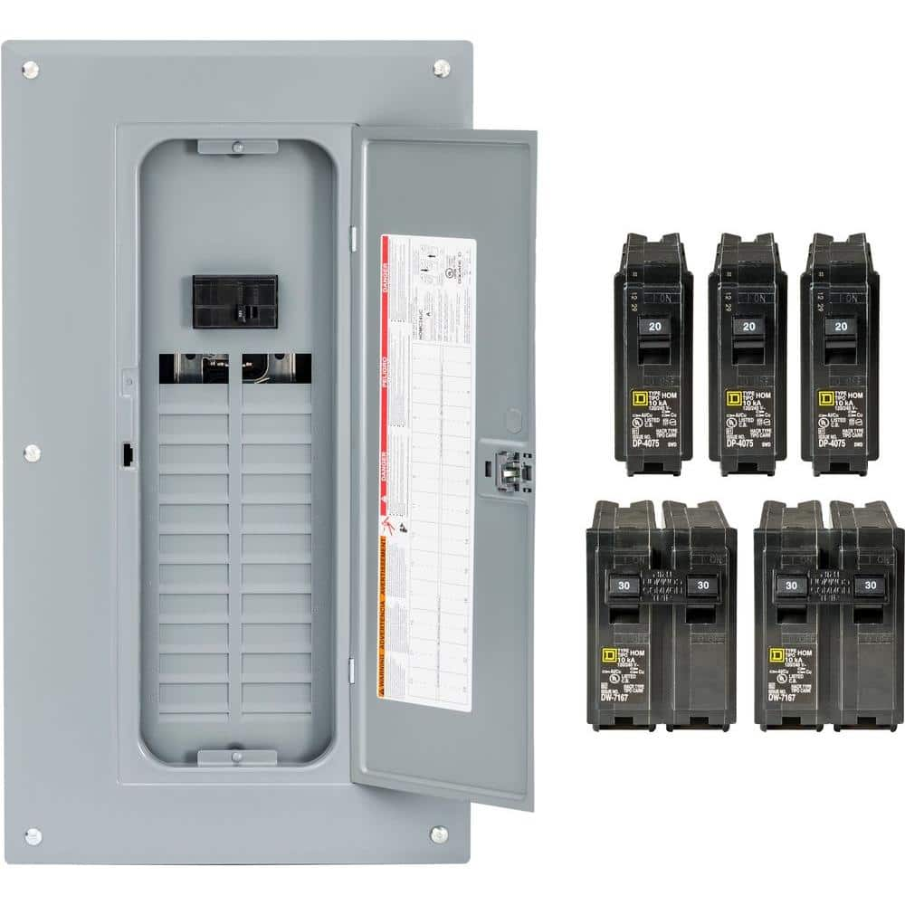 Square D Main Breaker Box Kit 100 Amp 24Space 48Circuit (ValuePack