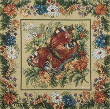 20" DECORATIVE TAPESTRY PILLOW COVER Butterfly & Flowers EURO CUSHION ACCENT