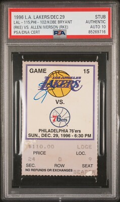 KOBE BRYANT VS ALLEN IVERSON SIGNED BOTH ROOKIES TICKET🎟️12/29