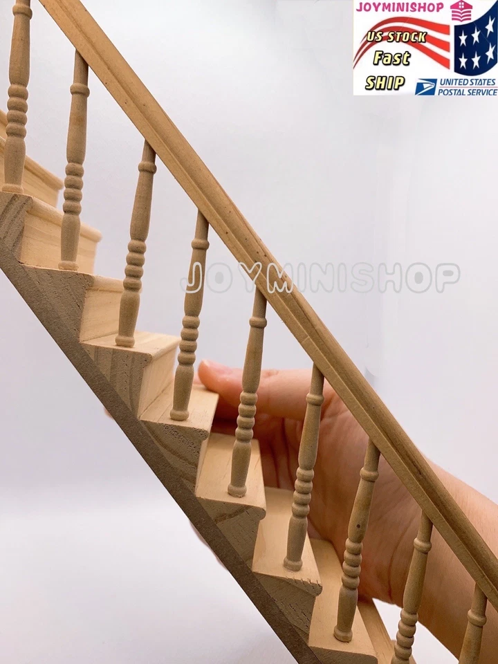 1/12 Casa de Muñecas Izquierda Miniatura Escalera Recta Pasamanos Escalera Escalera Muebles Foto 4 de 4