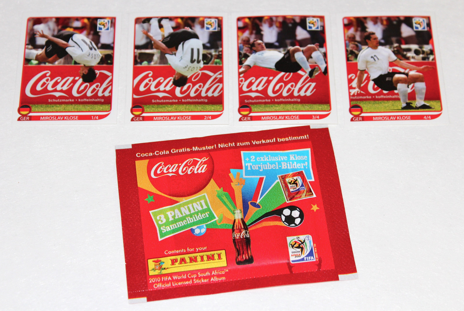 Panini WC WM 2010 South Africa – 4 Coca Cola Klose Extra Sticker Germany Rare!