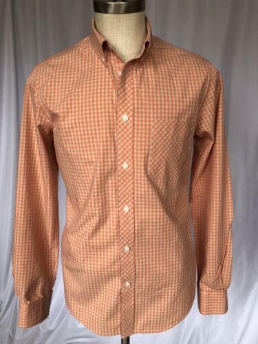 Ben Sherman Mens Cotton Poplin Shirt Orange Check, Medium - Picture 3 of 8