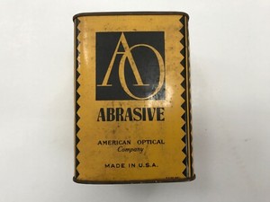 Rare 1941 Vintage American Optical Company OA Abrasive Tin Can collectible