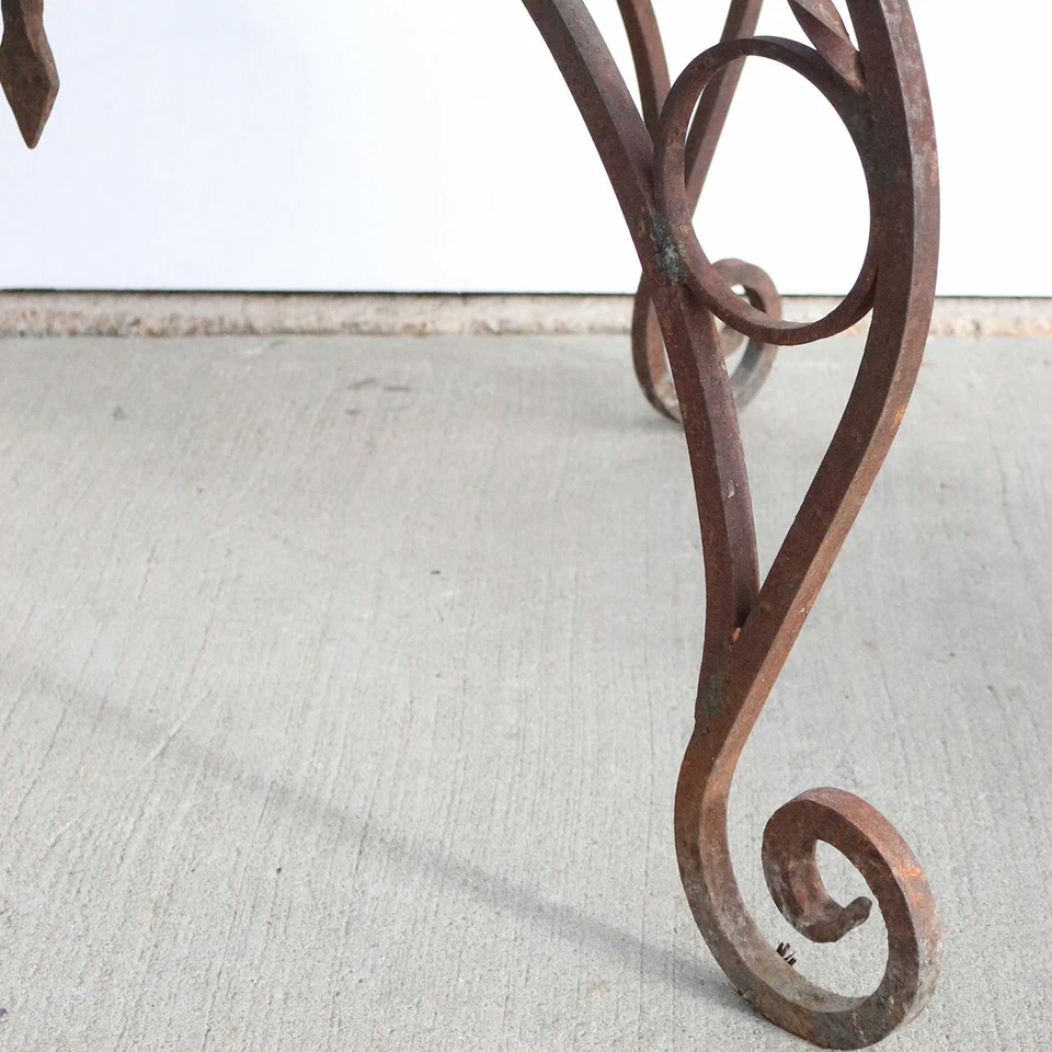 Mesa de jardín cuadrada vintage italiana de hierro forjado y azulejos de terracota 32" Foto 4 de 4