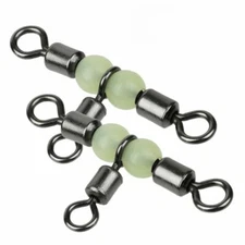 20/50/100 Pcs 3-Way Fishing Swivel Connector T-Turn Swivels Bass Luminous Beads