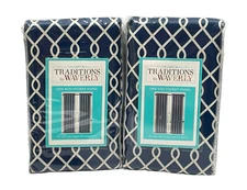 Waverly Traditions Ellis Rod Pocket Panel Pair (2) 56 x 84" Indigo Trellis 14310