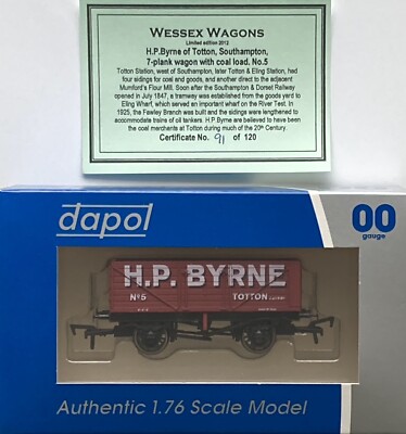 Dapol 00 Wessex Wagons 7 Plank 10T Open Wagon H P Byrne Ltd of Totton L/E: Neu