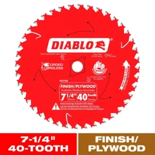7-1/4In. X 40-Tooth Finish Circular Saw Blade for Wood