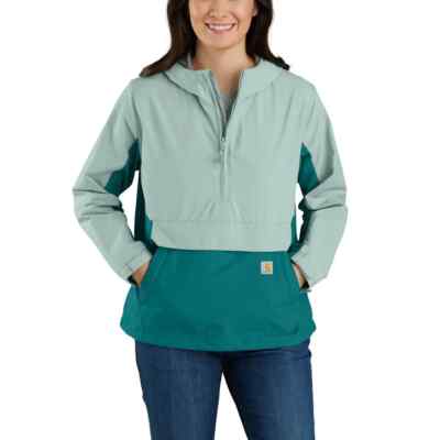 Carhartt Women Shaded Spruce/Blue Surf Lightweight Packable Anorak US S 4-6  NWT