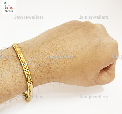 18 Kt, 22 Kt Real Solid Yellow Gold Men's Bracelet 14 Grams Wide MM 