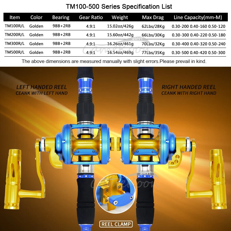 CAMEKOON Multirolle zum Meeresangeln Konventionelle See Boot Trolling Angelrolle - Bild 2 von 4