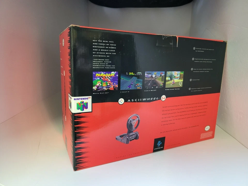 NOVO CONTROLE DE VOLANTE ASCII DRIVING RACING EM PERFEITO ESTADO PARA N64 NINTENDO 64 - Imagem 3 de 4