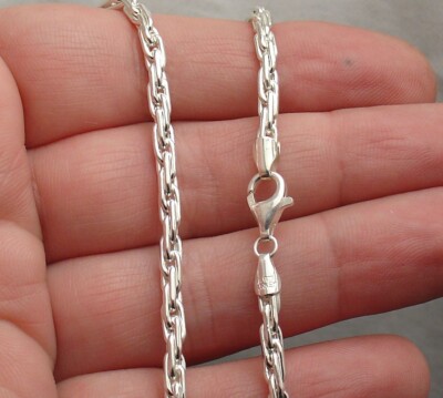 18'' Multi Twisted Oval  Link Necklace Chain Real 925 Sterling Silver