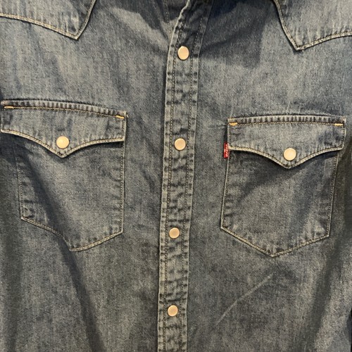 Men’s Custom Johnny Cash Levi’s Denim Pearl Snap Men’s Shirt Sz M - Picture 5 of 7