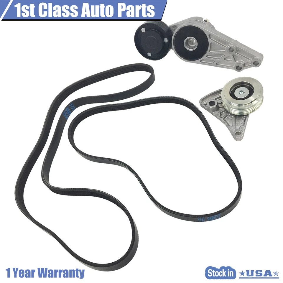 2x Kit de montaje de correa serpentina + tensor para VW Passat 97-01 Audi A4 Foto 4 de 4