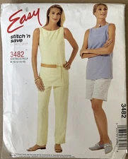 McCalls Pattern 3482 Misses & Petite Top Pants Shorts Easy 10 12 14 16