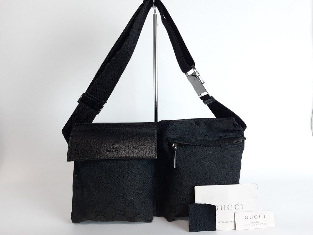 Gucci GG Supreme Canvas Waist Pouch Belt Bag Unisex Black