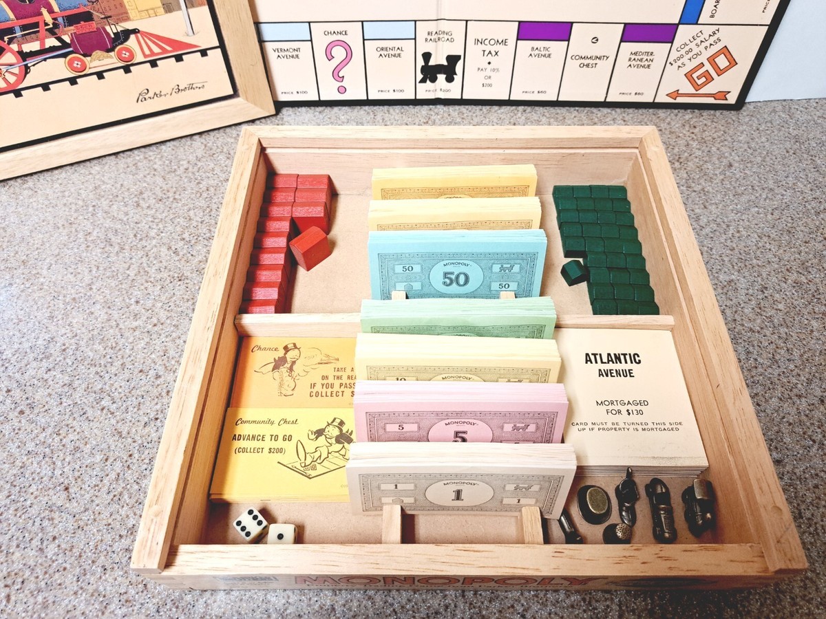 その他 EX MONOPOLY p706p5g Vintage Monopoly Nostalgia Edition Wooden Collector's Box