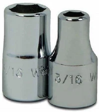 1/4" Drive Shallow 6-Point Sockets, SAE, High-Polished Chrome Finish, Williams
