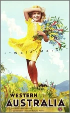  Western Australia 1936 Girl With Flowers Vintage Poster Print Retro Travel Art