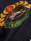 100% AUTHENTIC NEW WOMEN BURBERRY CASHMERE BLUE EMBROIDERED CREST SCARF  — photo 2