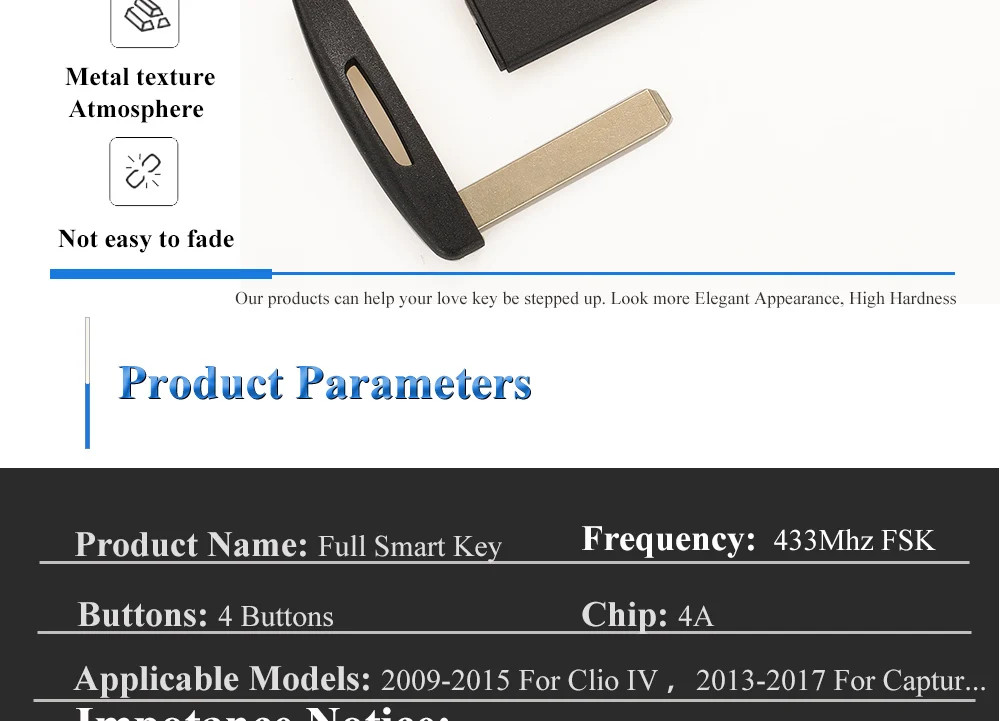 Car Key Smart Card for Renault Clio IV Captur Passive Keyless Go Entry Remote 