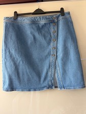 Denim Skirt Mid Blue 22 Flattering Below Knee Length