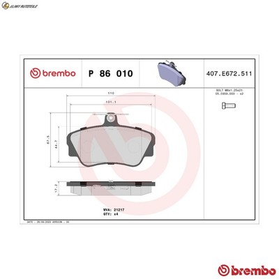 BREMSBELAGSATZ SCHEIBENBREMSE P 86 010 FÜR VOLVO B 18 U 1.8L B18KP/18K 1.7L 4cyl