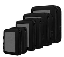4 Set Compression Packing Cubes for Travel   Half Mesh Black 
